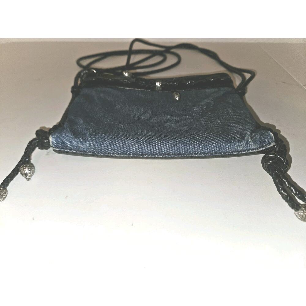 Brighton Denim and Leather Crossbody Bag Purse 8x7 - Picture 4 of 8
